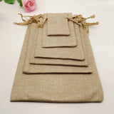 5pcs Linen Gift Bag Ribbon Jute Bag Drawstring Jewelry Bags Pouch