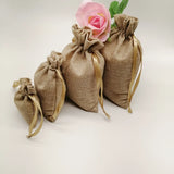 5pcs Linen Gift Bag Ribbon Jute Bag Drawstring Jewelry Bags Pouch