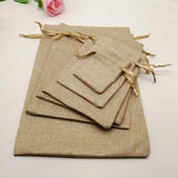 5pcs Linen Gift Bag Ribbon Jute Bag Drawstring Jewelry Bags Pouch