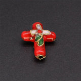 5pcs/Lot 10 Colors Copper Enamel Cross Beads 18x13mm DIY Jewelry