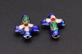 5pcs/Lot 10 Colors Copper Enamel Cross Beads 18x13mm DIY Jewelry
