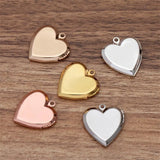 5pcs 22mm Metal Heart Box Vintage Reliquary Pendant Photo Locket