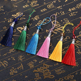 5pcs/Lot Polyester Silky Tassels Crystal Beads Decorative Trim Fringe Pendant