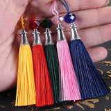 5pcs/Lot Polyester Silky Tassels Crystal Beads Decorative Trim Fringe Pendant
