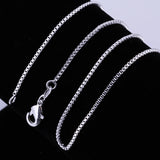 5pcs 925 Sterling Silver Box Chain Necklace 1MM/16-24 Inch Silver Charm Jewelry