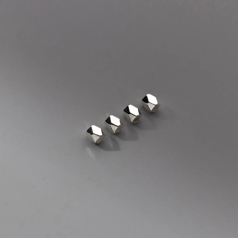 5pcs 925 Sterling Silver Faceted Small Beads 3mm DIY Jewelry Make