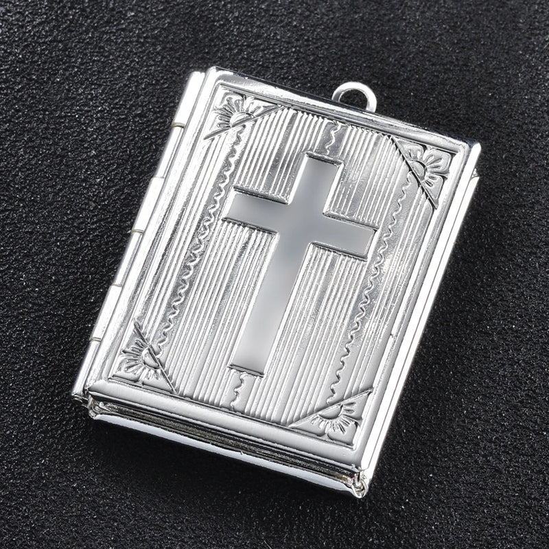 5pcs/Lot Bible Book Christian Religion Photo Frame Locket Charms