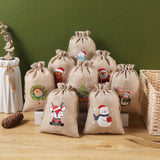 5pcs Christmas Gift Ornament Burlap Drawstring Bags Eco-Friendly