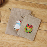 5pcs Christmas Gift Ornament Burlap Drawstring Bags Eco-Friendly