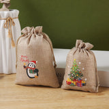 5pcs Christmas Gift Ornament Burlap Drawstring Bags Eco-Friendly