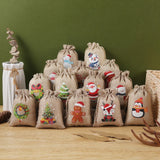 5pcs Christmas Gift Ornament Burlap Drawstring Bags Eco-Friendly