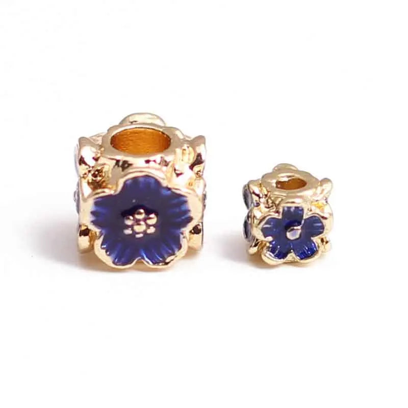 5pcs Cloisonne Enamel Plum Spacer Beads 5mm 7.5mm Big Hole Charm DIY Jewelry