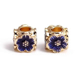 5pcs Cloisonne Enamel Plum Spacer Beads 5mm 7.5mm Big Hole Charm DIY Jewelry