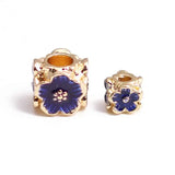 5pcs Cloisonne Enamel Plum Spacer Beads 5mm 7.5mm Big Hole Charm DIY Jewelry