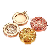 5pcs Copper Round Photo Locket Pendant Necklace Charms DIY Jewelry Making