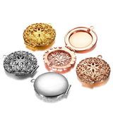 5pcs Copper Round Photo Locket Pendant Necklace Charms DIY Jewelry Making
