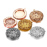 5pcs Copper Round Photo Locket Pendant Necklace Charms DIY Jewelry Making