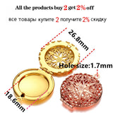 5pcs Copper Round Photo Locket Pendant Necklace Charms DIY Jewelry Making