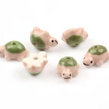 5pcs Ocean Green Back Turtle Ceramic Beads 13x20mm Jewelry Making Necklace