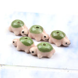 5pcs Ocean Green Back Turtle Ceramic Beads 13x20mm Jewelry Making Necklace