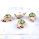 5pcs Ocean Green Back Turtle Ceramic Beads 13x20mm Jewelry Making Necklace