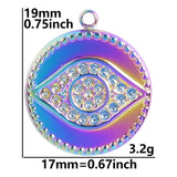 5pcs Rainbow Silver Demon Eye Coin Charms Stainless Steel Pendant