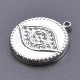 5pcs Rainbow Silver Demon Eye Coin Charms Stainless Steel Pendant