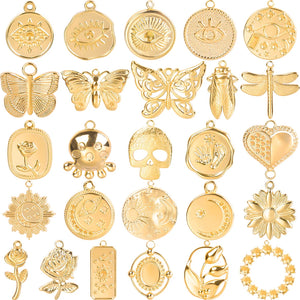 5pcs Butterfly Charm Ojo Turco Stainless Steel Charms Jewelry Making Supplies