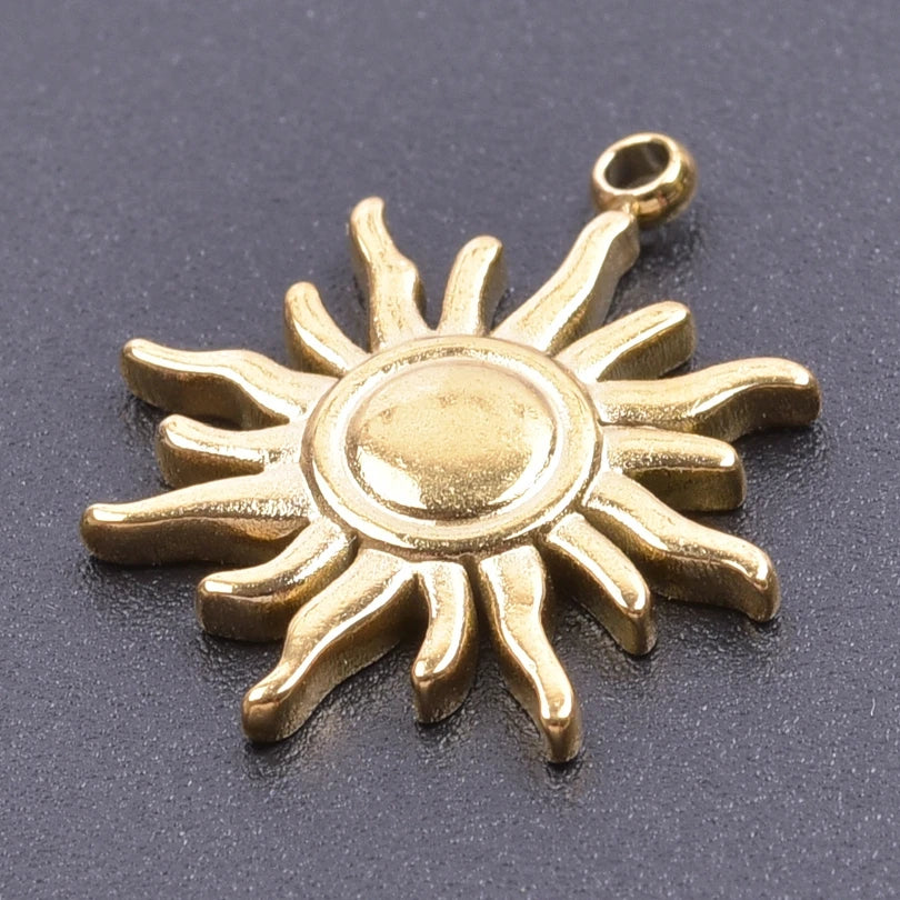 5pcs Multistyle Sun Evil Eye Pendant Stainless Steel Charm DIY Jewelry