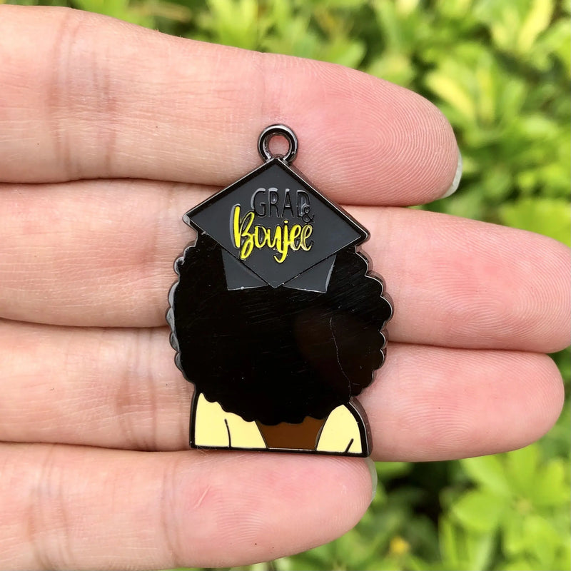 5pcs Afro Woman Girl Charm Enamel Pendant for DIY Jewelry Making