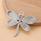 5pcs Tibetan Silver Dragonfly & Faux Stone Charms for Necklace Making