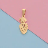 5pcs Mirror Polish Stainless Steel Mother Baby Charms Pendants