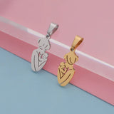 5pcs Mirror Polish Stainless Steel Mother Baby Charms Pendants
