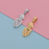 5pcs Mirror Polish Stainless Steel Mother Baby Charms Pendants
