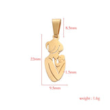 5pcs Mirror Polish Stainless Steel Mother Baby Charms Pendants