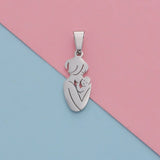 5pcs Mirror Polish Stainless Steel Mother Baby Charms Pendants