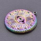 5pcs Devil's Eye Plaque Rainbow Silver Charms Stainless Steel Pendant