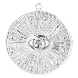 5pcs Devil's Eye Plaque Rainbow Silver Charms Stainless Steel Pendant