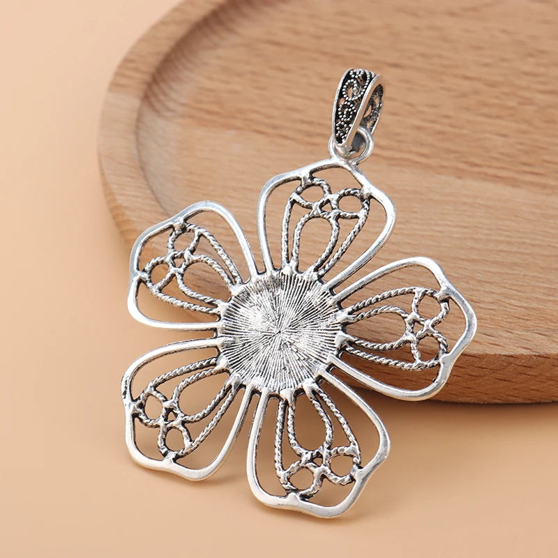 5pcs Large Filigree Flower & Faux Stone Charms Pendants for Jewelry Making