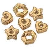 5pcs Stainless Steel Heart Star Hexagonal Flat Beads Charms Spacer