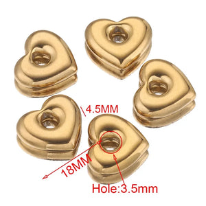 5pcs Stainless Steel Heart Star Hexagonal Flat Beads Charms Spacer
