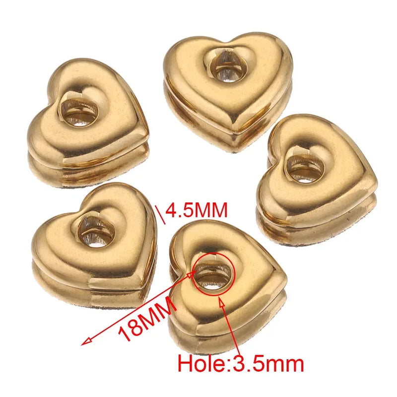 5pcs Stainless Steel Heart Star Hexagonal Flat Beads Charms Spacer