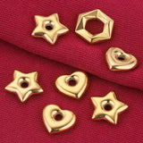 5pcs Stainless Steel Heart Star Hexagonal Flat Beads Charms Spacer
