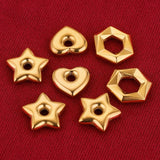 5pcs Stainless Steel Heart Star Hexagonal Flat Beads Charms Spacer