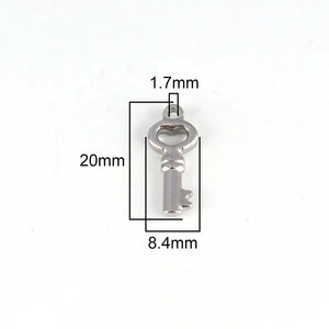 5pcs Stainless Steel Key Charms for Jewelry Making Supplies