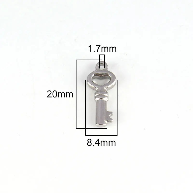 5pcs Stainless Steel Key Charms for Jewelry Making Supplies