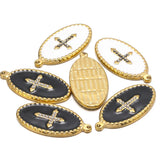 5pcs Stainless Steel Oval Crosses Pendant DIY Necklace Bracelet Charms