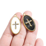 5pcs Stainless Steel Oval Crosses Pendant DIY Necklace Bracelet Charms