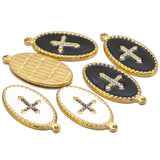 5pcs Stainless Steel Oval Crosses Pendant DIY Necklace Bracelet Charms