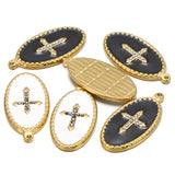 5pcs Stainless Steel Oval Crosses Pendant DIY Necklace Bracelet Charms
